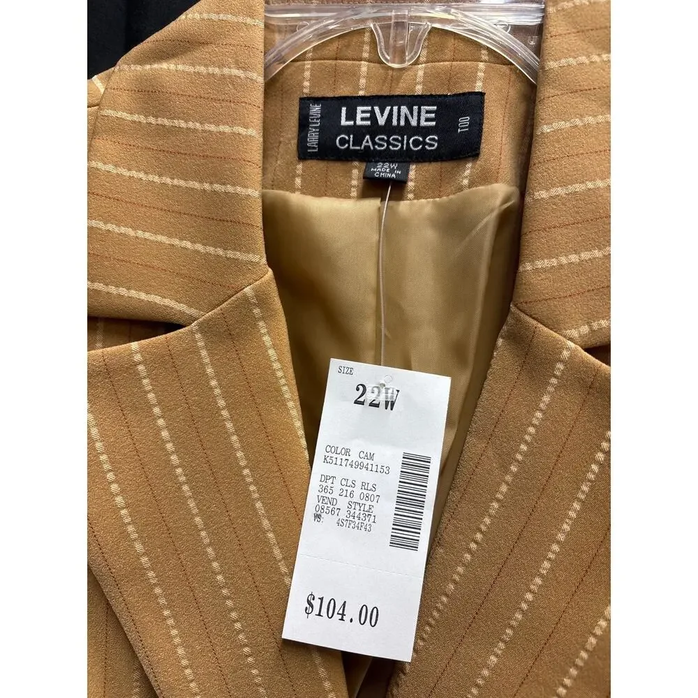 NWT Levine Classics Too Camel Spice Pinstripe Women’s Pant Suit Set 22W